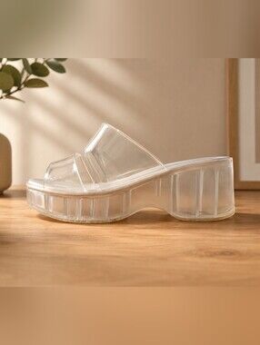 ASOS Transparent Platform Slide Sandals - Clear